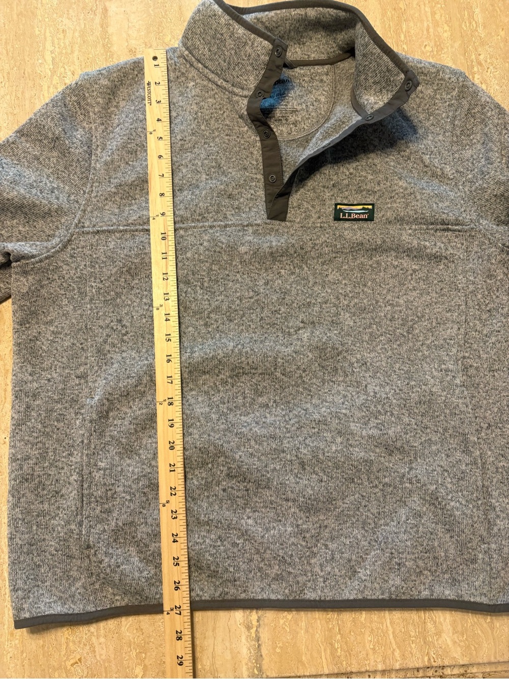 LL Bean Mens XL Sweater Fleece Snap Pullover Heathered Gray Jacket Sweater - Picture 7 of 7